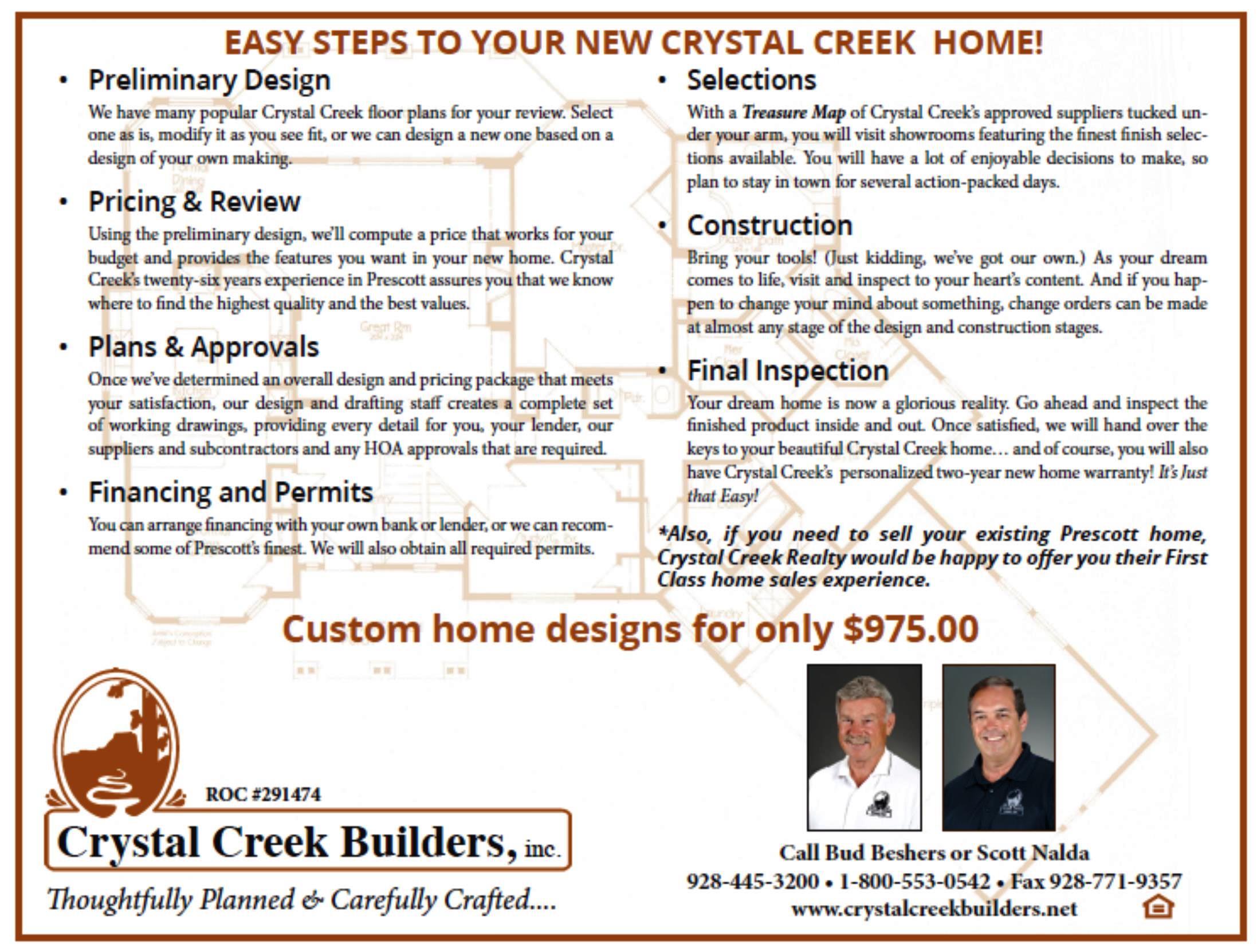 easy steps to your new crystal creek home